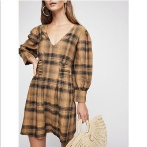 Free People English Rose plaid mini dress size 2